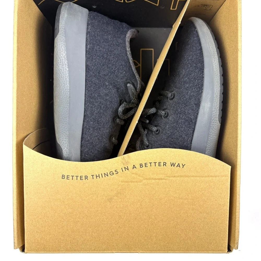 Allbirds Wool Runner Mizzle Shoes Mens Sz 11 Natural Black/Dark Gray with Box